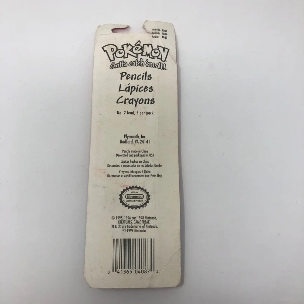 Vintage Pokemon Pencil Set No.2 Lead 5 Pack Item No. 4087‎